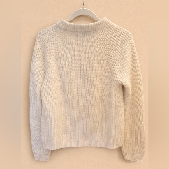 QUINCE 100% Organic Cotton Fisherman Crew Sweater Ivory Size M - Picture 2 of 9